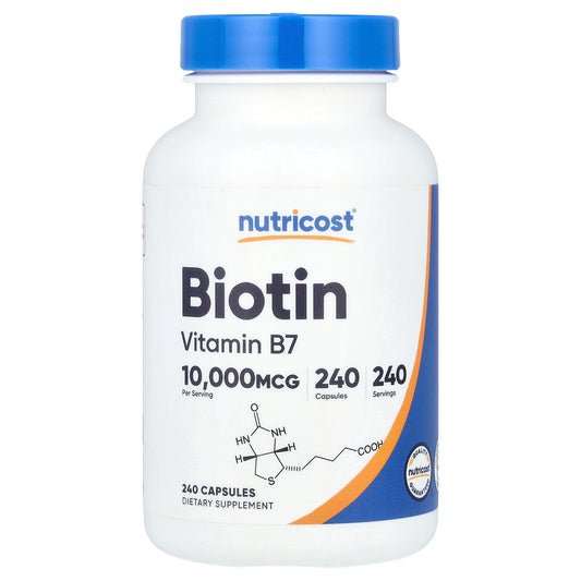 Nutricost, Biotin, 10,000 mcg, 240 Capsules