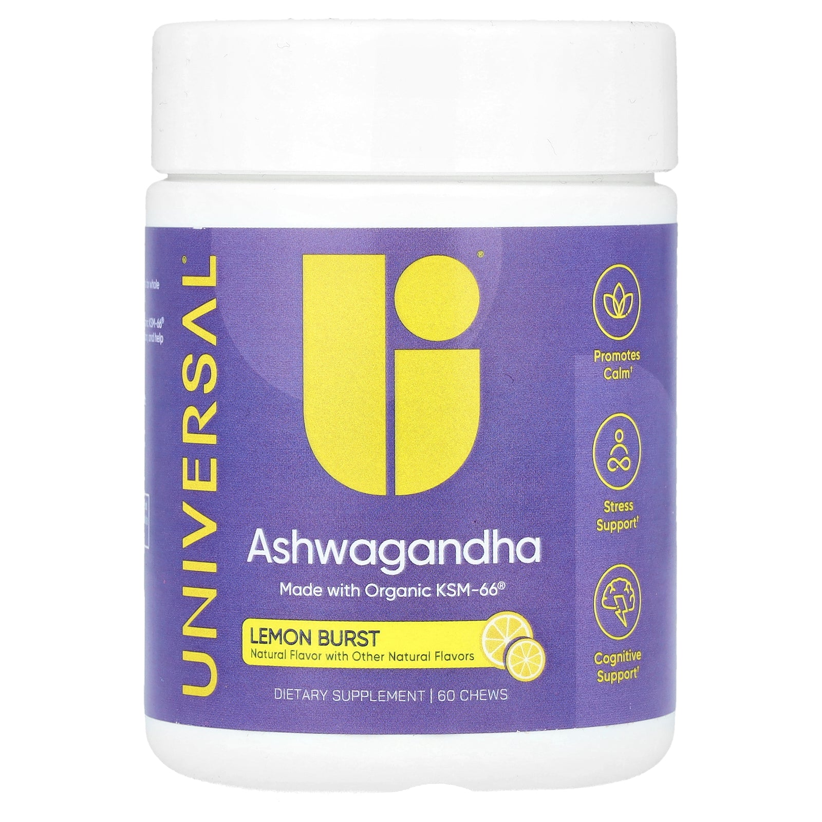 Universal U, Ashwagandha, Lemon Burst, 60 Chews