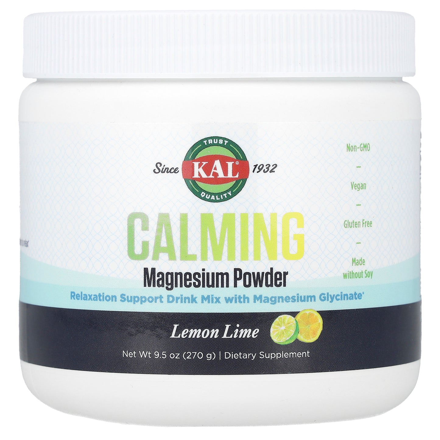 KAL, Calming Magnesium Powder, Lemon Lime, 9.5 oz (270 g)