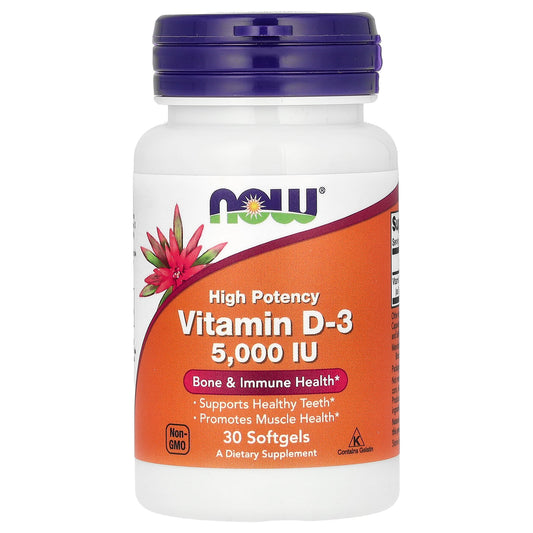 NOW Foods, Vitamin D-3, High Potency, 5,000 IU, 30 Softgels