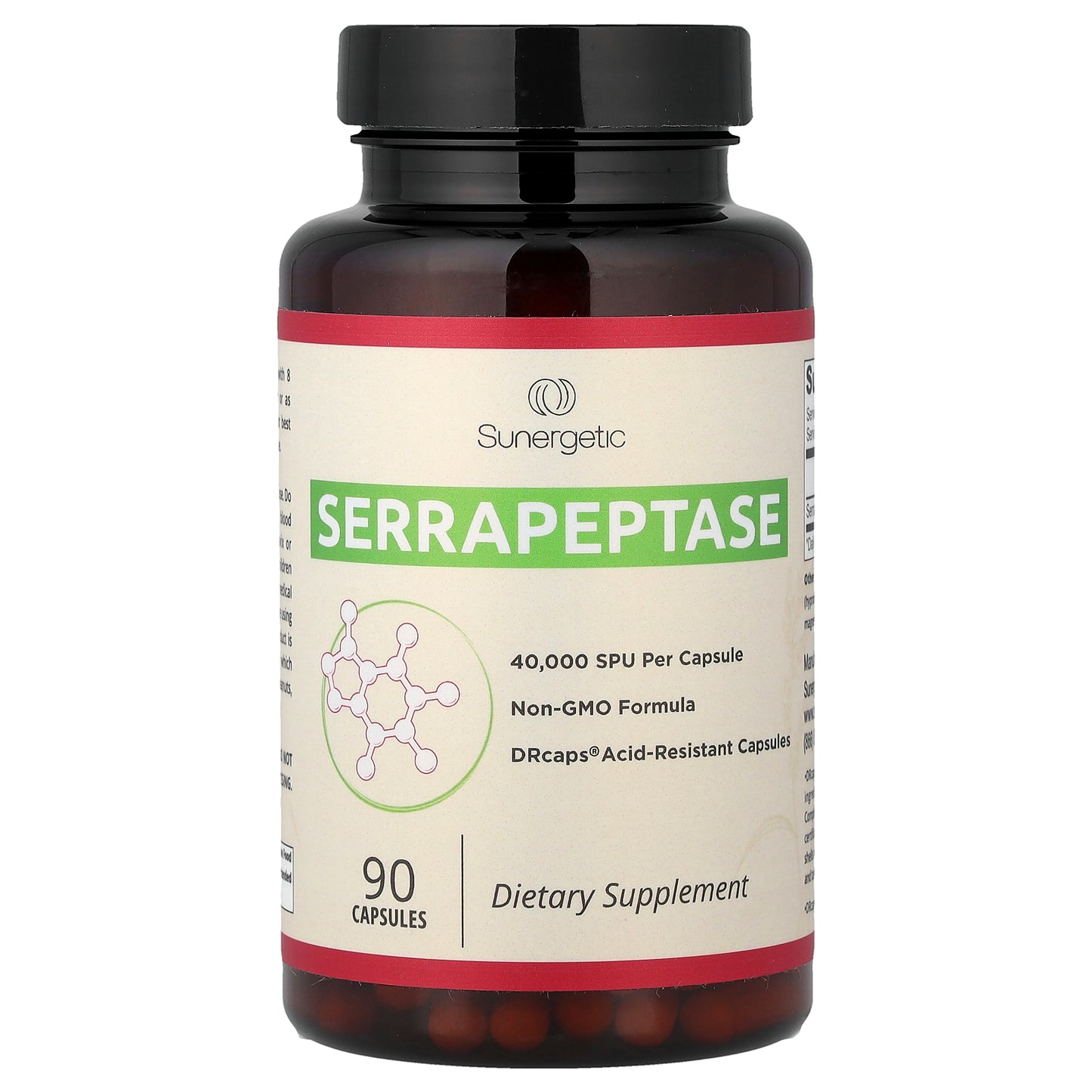 Sunergetic, Serrapeptase, 90 Capsules (18 mg per Capsule)