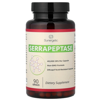 Sunergetic, Serrapeptase, 90 Capsules (18 mg per Capsule)
