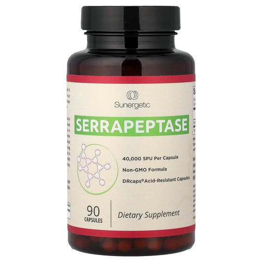Sunergetic, Serrapeptase, 90 Capsules (18 mg per Capsule)