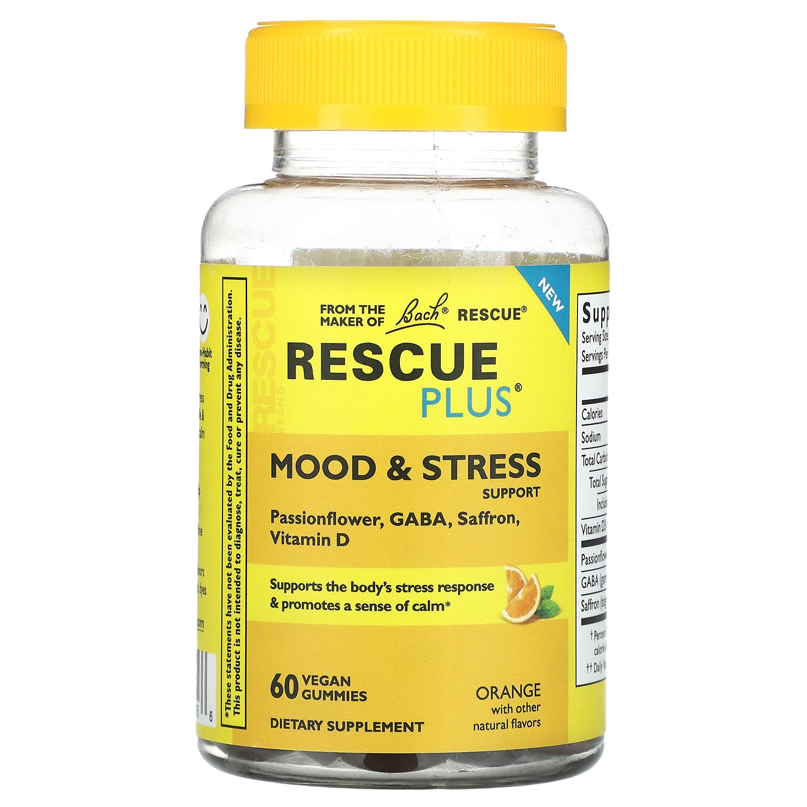 Bach, Rescue Plus, Mood & Stress Support, Orange, 60 Vegan Gummies