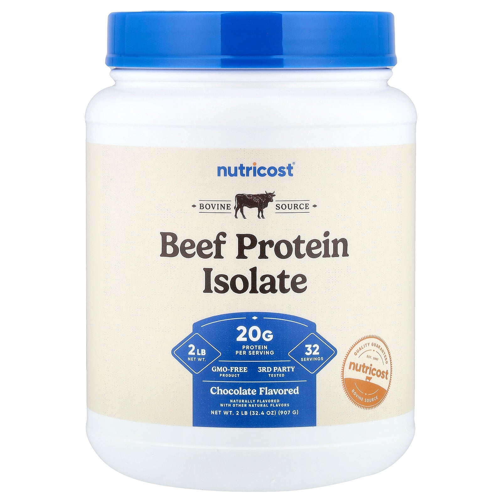 Nutricost, Beef Protein Isolate, Chocolate, 2 lb (907 g)