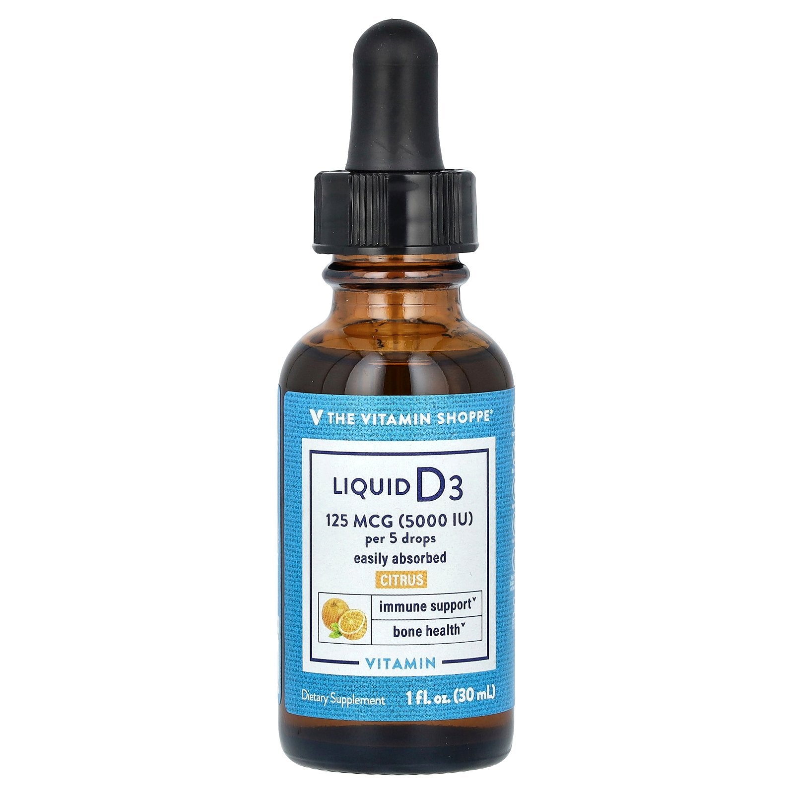 The Vitamin Shoppe, Liquid Vitamin D3, Citrus, 125 mcg (5,000 IU), 1 fl oz (30 ml)