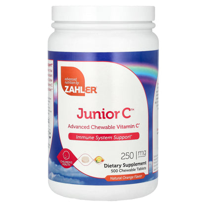 Zahler, Junior C, Advanced Chewable Vitamin C, Natural Orange, 250 mg, 500 Chewable Tablets