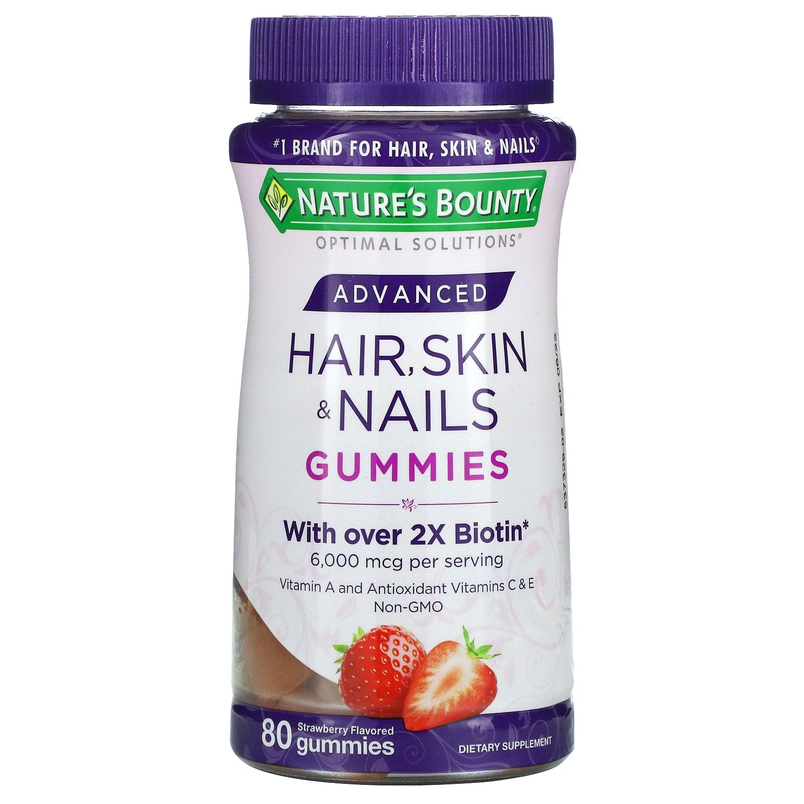 Nature's Bounty, Advanced Hair, Skin, & Nails Gummies, Strawberry, 80 Gummies