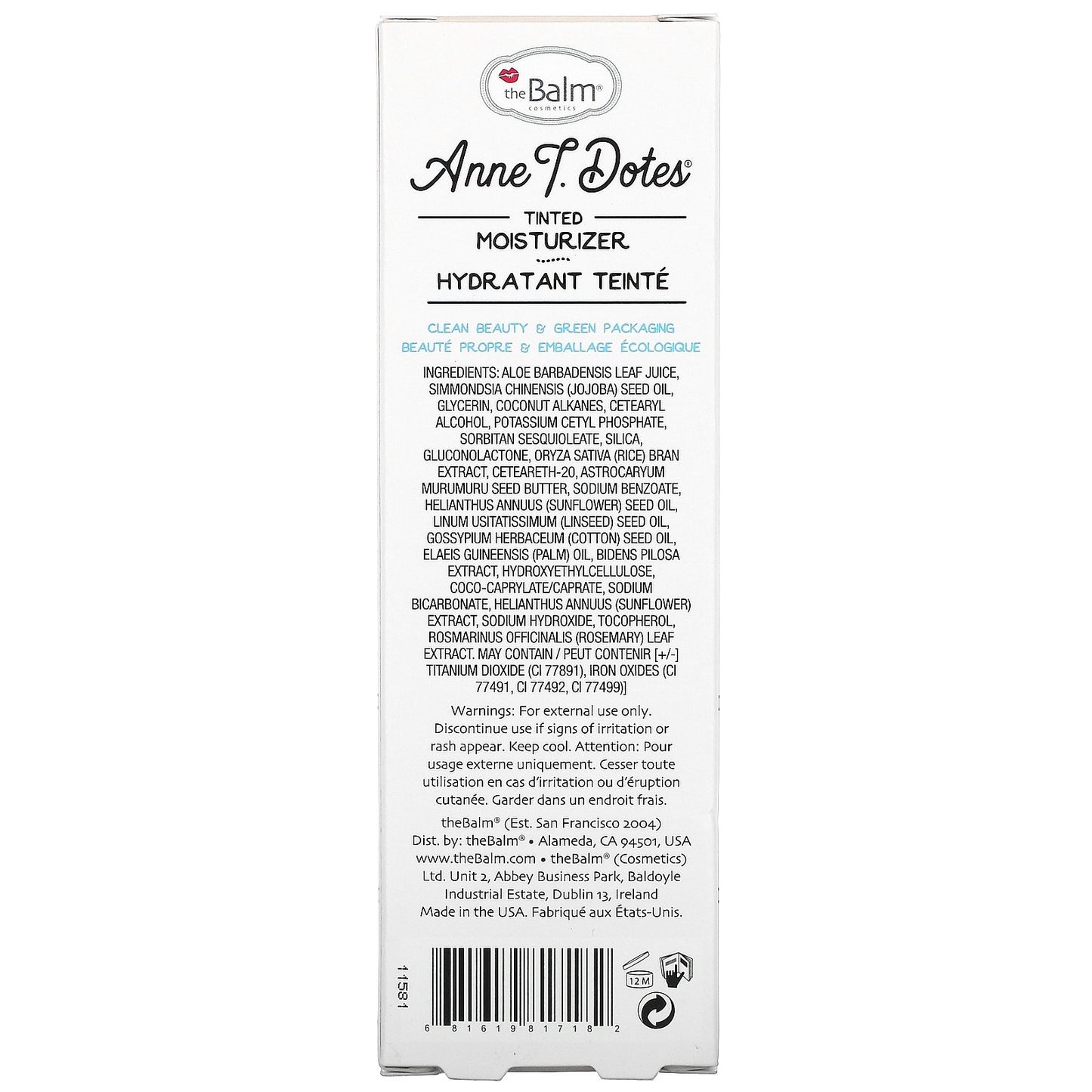 theBalm Cosmetics, Anne T. Dotes, Tinted Moisturizer, #18, 1 fl oz (30 ml)