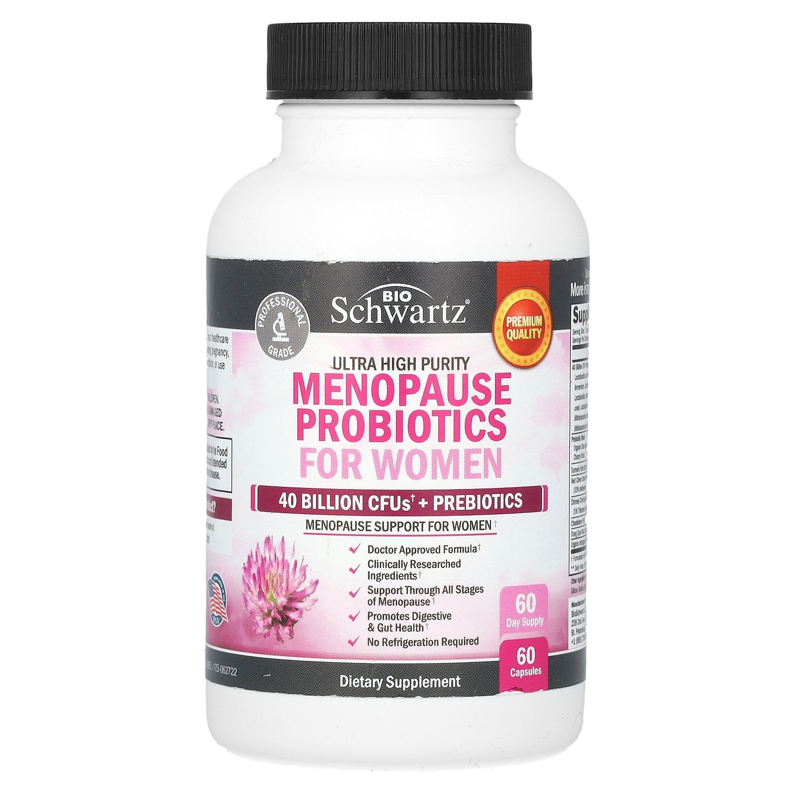 BioSchwartz, Ultra High Purity Menopause Probiotics For Women, 60 Capsules