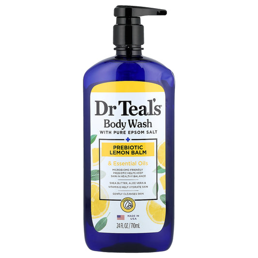 Dr. Teal's, Body Wash With Pure Epsom Salt, Prebiotic Lemon Balm & Essential Oils, 24 fl oz (710 ml)