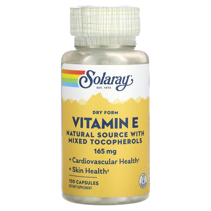 Solaray, Dry Form Vitamin E, 165 mg, 100 Capsules