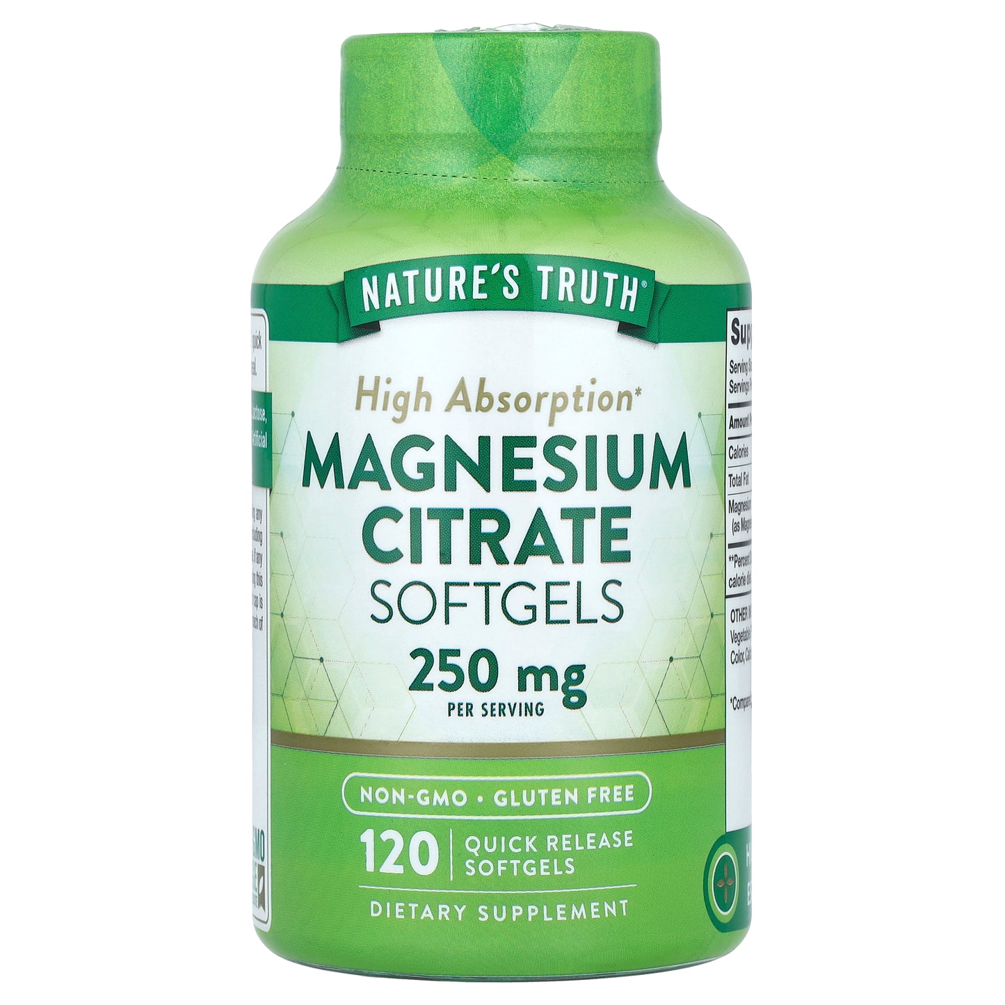 Nature's Truth, Magnesium Citrate, 250 mg, 120 Quick Release Softgels (125 mg per Softgel)