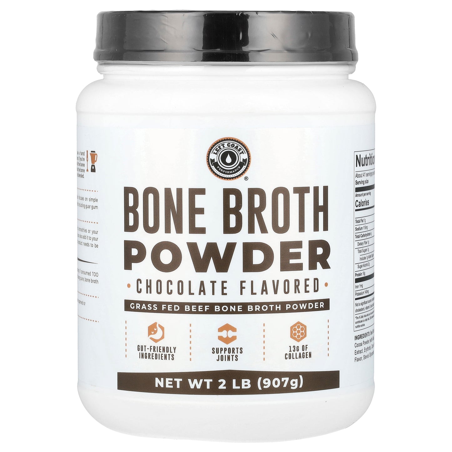 Left Coast Performance, Bone Broth Powder, Chocolate, 2 lb (907 g)