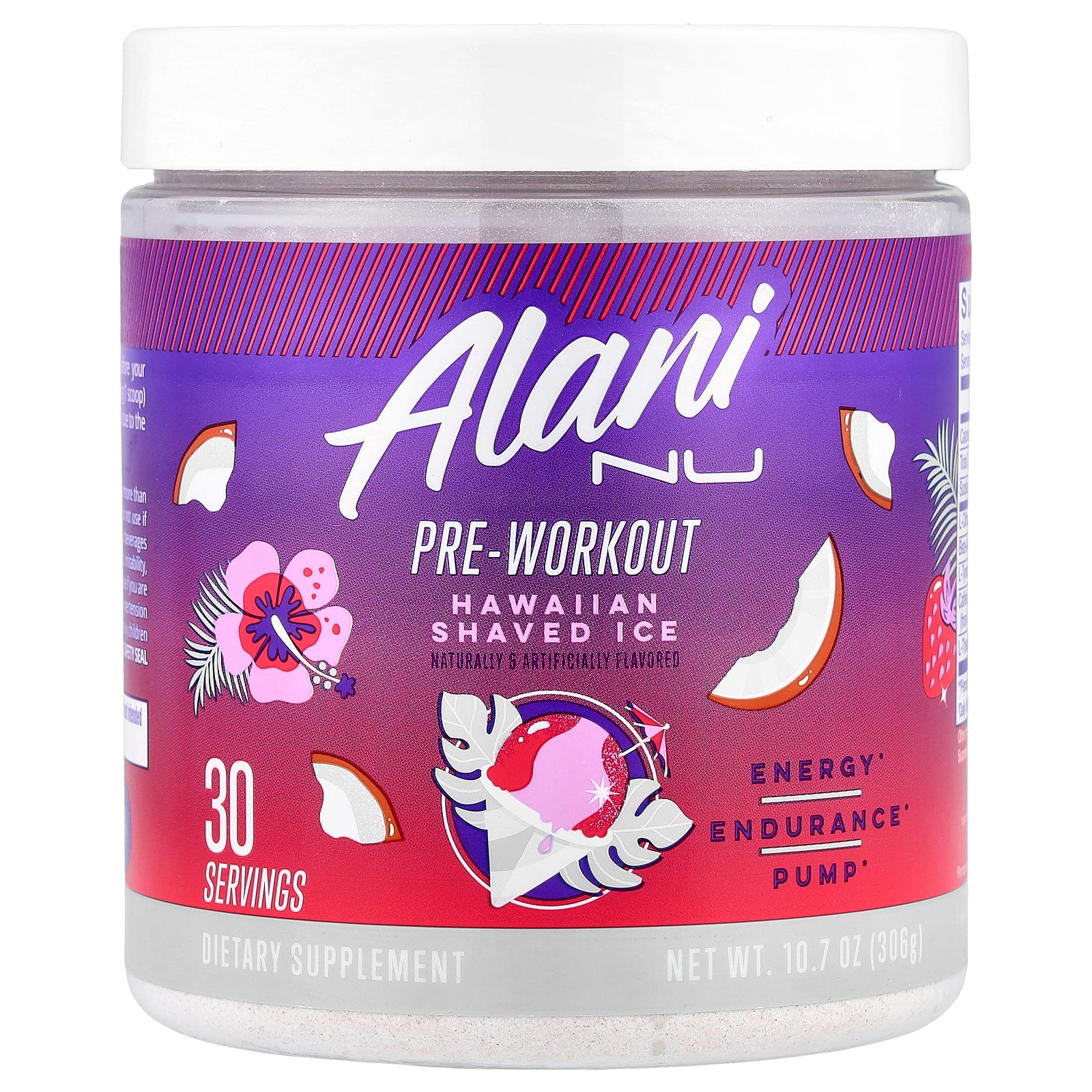 Alani Nu, Pre-Workout, Hawaiian Shaved Ice, 10.7 oz (306 g)