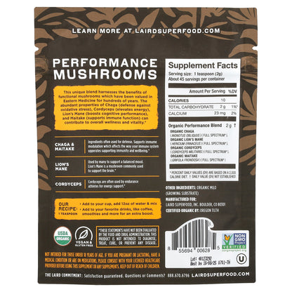 Laird Superfood, Performance Mushrooms, 3.17 oz (90 g)