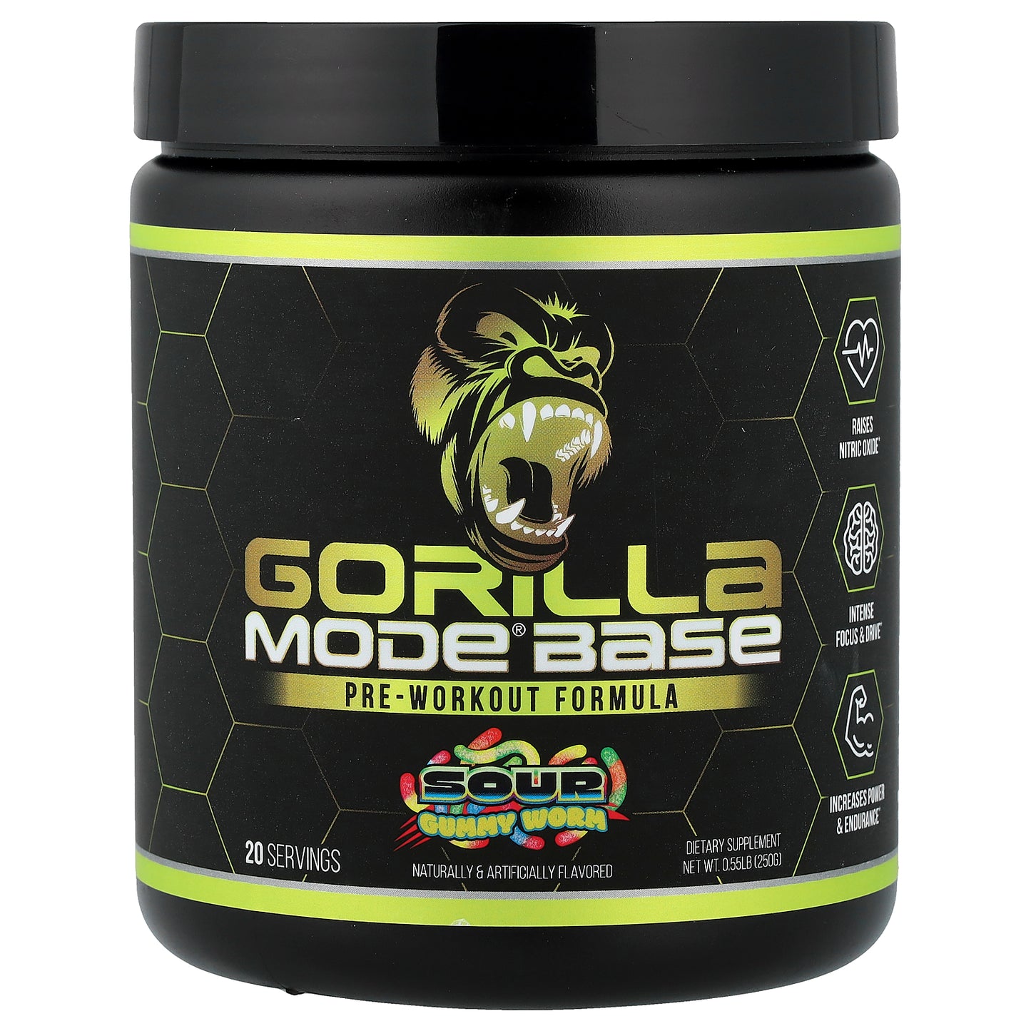Gorilla Mind, Mode® Base, Pre-Workout Formula, Sour Gummy Worm, 0.55 lb (250 g)