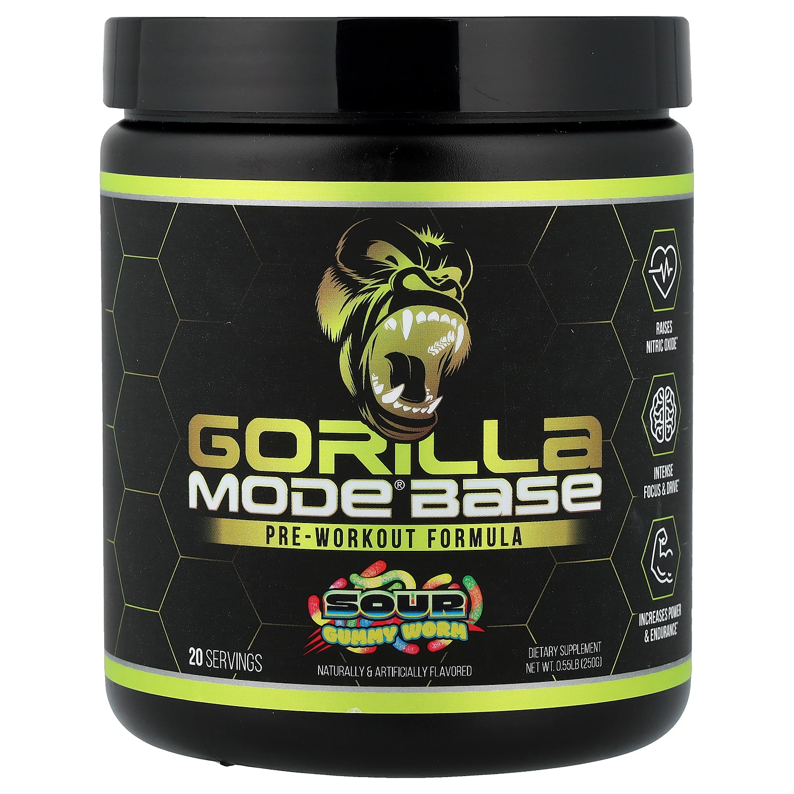 Gorilla Mind, Mode® Base, Pre-Workout Formula, Sour Gummy Worm, 0.55 lb (250 g)