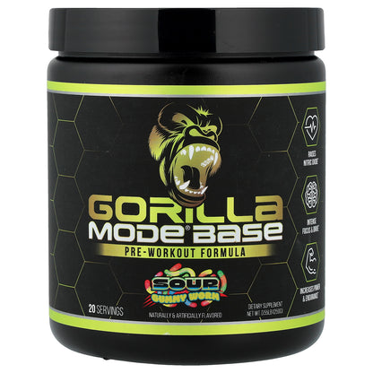 Gorilla Mind, Mode® Base, Pre-Workout Formula, Sour Gummy Worm, 0.55 lb (250 g)