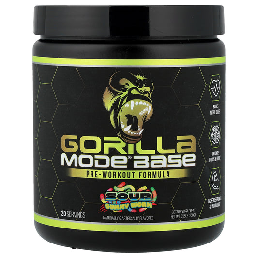 Gorilla Mind, Mode® Base, Pre-Workout Formula, Sour Gummy Worm, 0.55 lb (250 g)