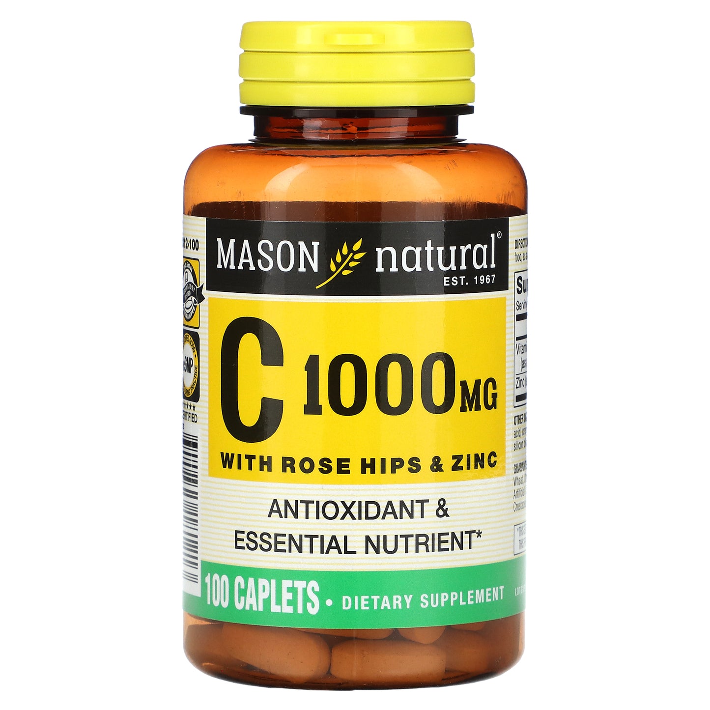 Mason Natural, Vitamin C with Rose Hips & Zinc, 1,000 mg, 100 Caplets