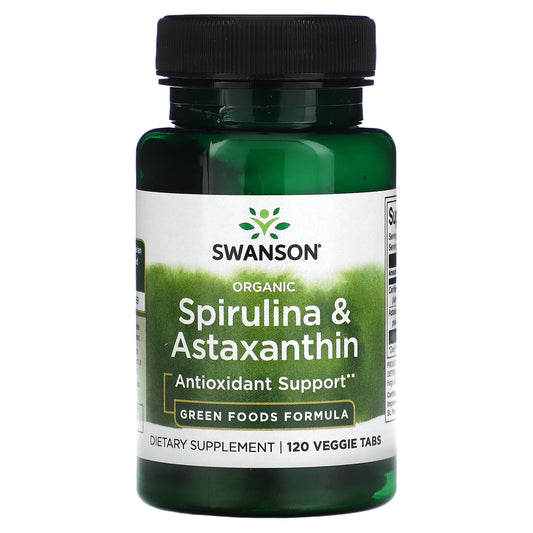 Swanson, Organic Spirulina & Astaxanthin, 120 Veggie Tabs