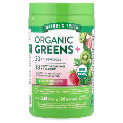 Nature's Truth, Organic Greens+, Strawberry Kiwi, 5.18 oz (147 g)
