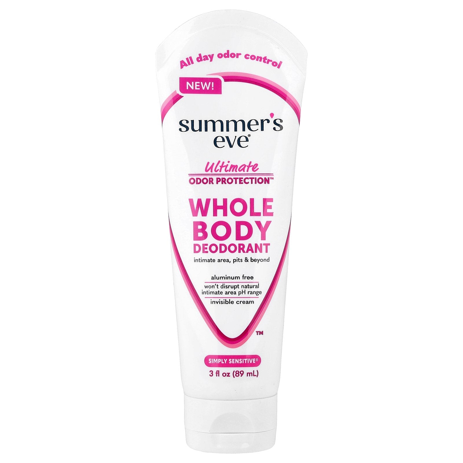 Summer's Eve, Ultimate Odor Protection™, Whole Body Deodorant, Simply Sensitive®, 3 fl oz (89 ml)