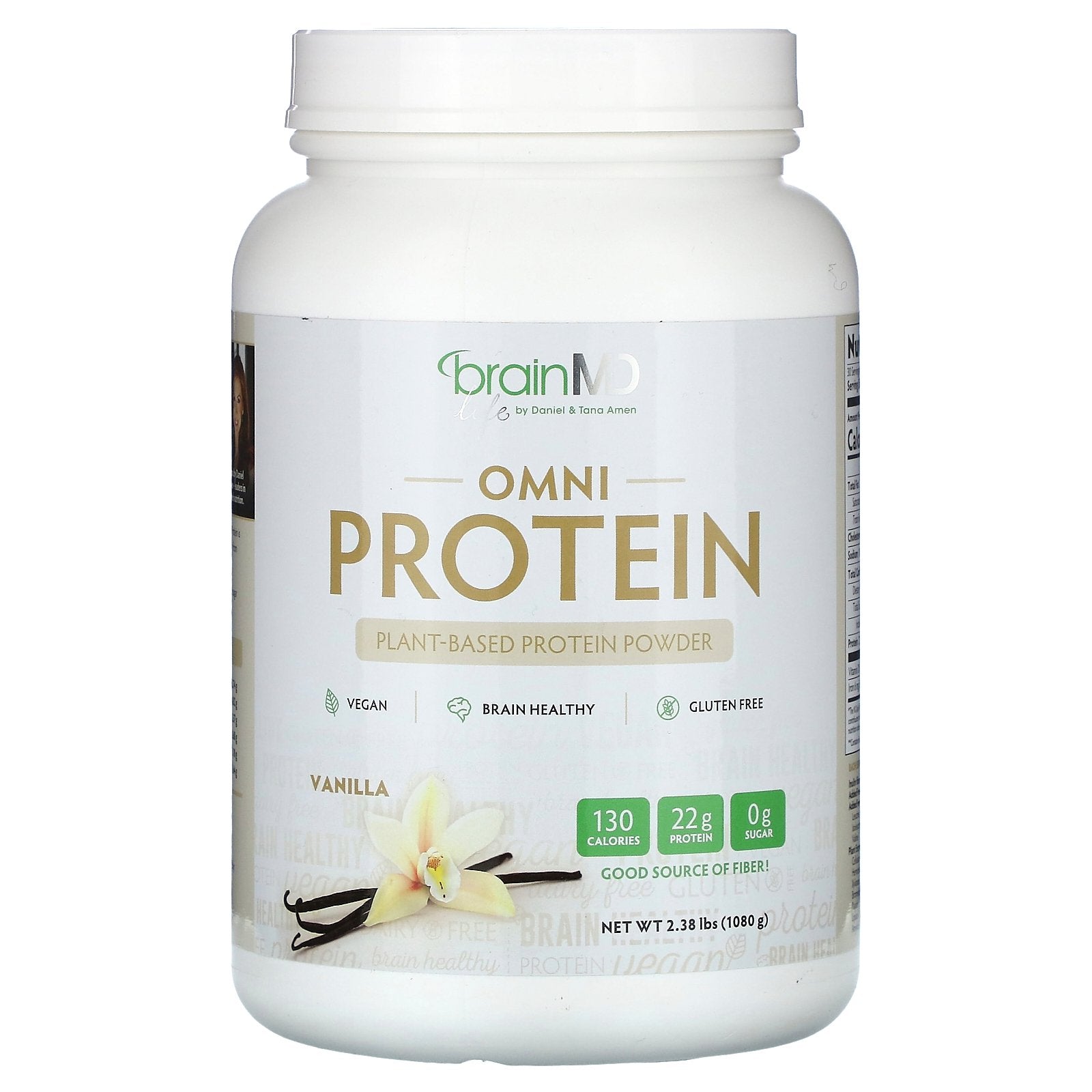 BrainMD, Omni Protein, Plant-Based Protein Powder, Vanilla, 2.38 lbs (1,080 g)