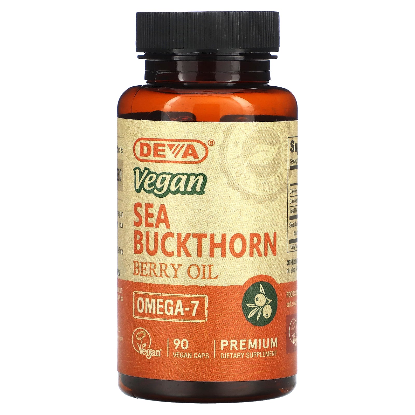 Deva, Vegan Sea Buckthorn Berry Oil, 90 Vegan Caps (500 mg per Capsule)