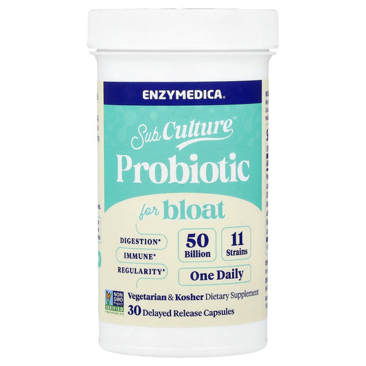 Enzymedica, SubCulture™ Probiotic For Bloat, 50 Billion, 30 Delayed Release Capsules
