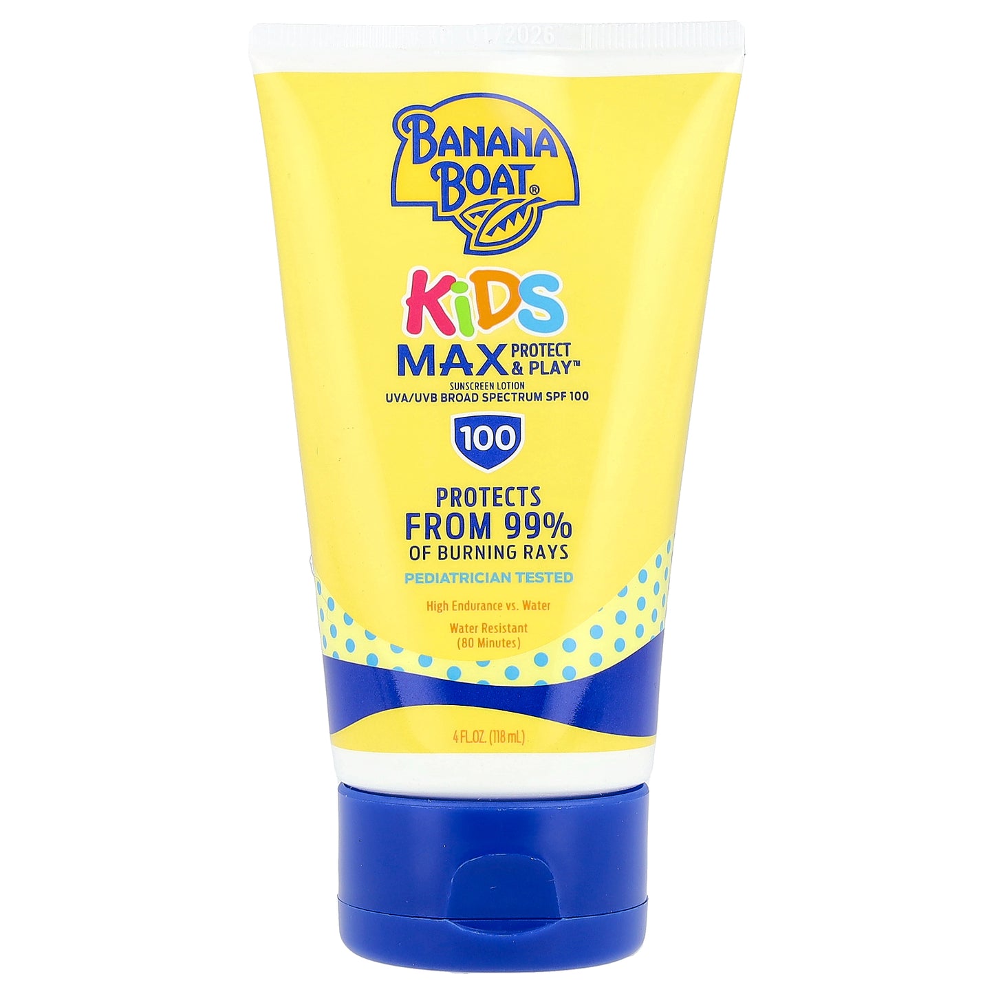 Banana Boat, Kids, Max Protect & Play™, Sunscreen Lotion, SPF 100, 4 fl oz (118 ml)