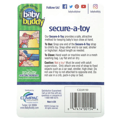 Baby Buddy, Secure-A-Toy, 4+ Months, Pink and Purple, 2 Straps