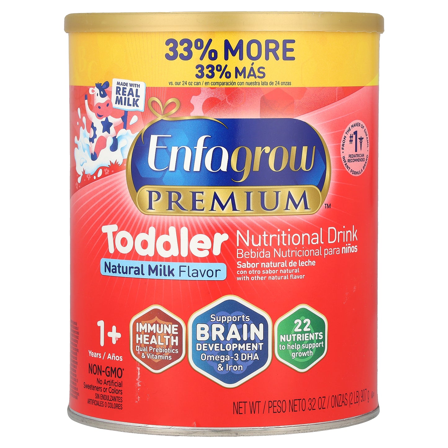 Enfamil, Enfagrow Premium™, Toddler Nutritional Drink, 1+ Years, Natural Milk, 2 lbs (907 g)