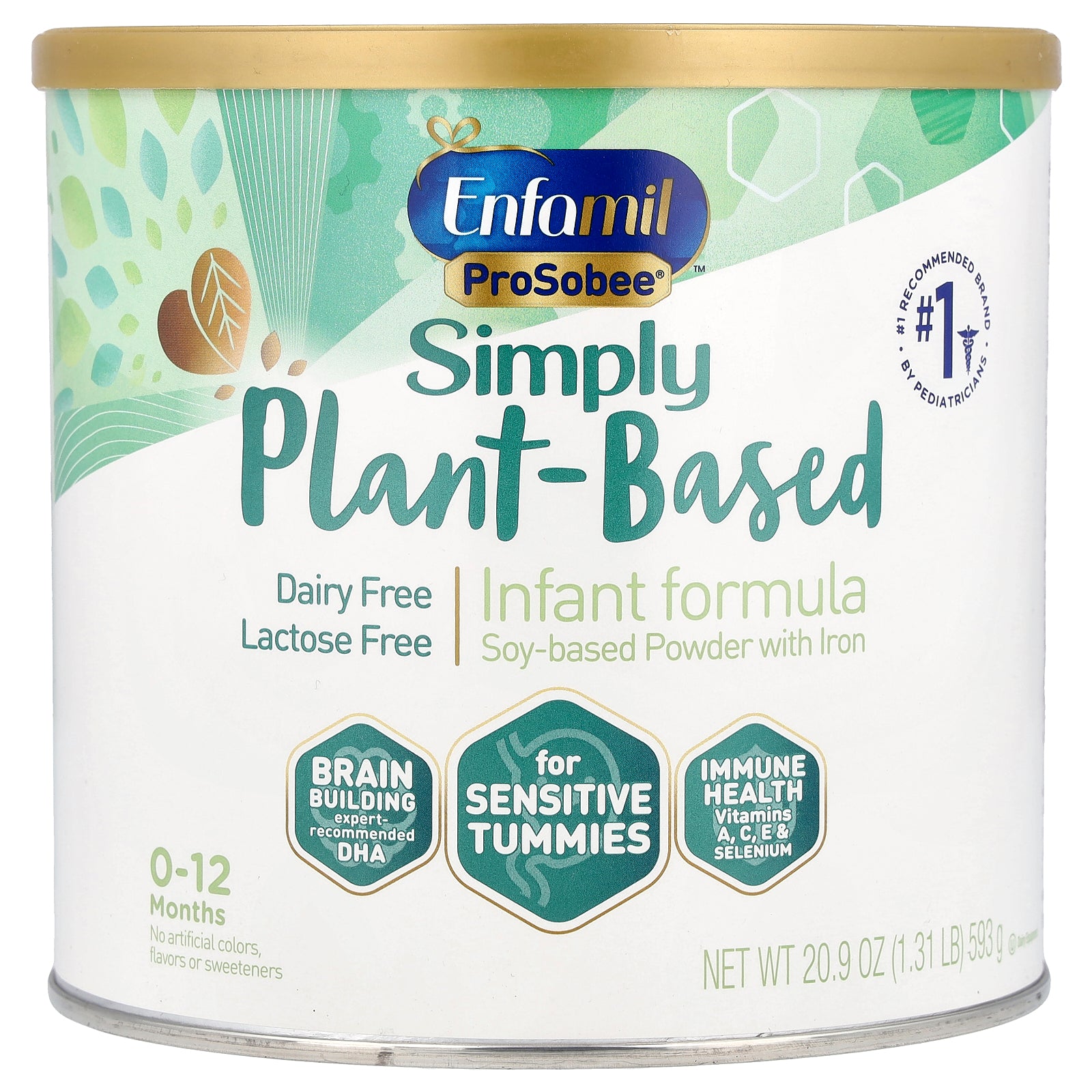Enfamil, ProSobee®, Simply Plant-Based, Infant Formula, Soy-Based Powder With Iron, 0-12 Months, 20.9 oz (593 g)