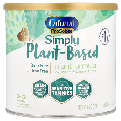 Enfamil, ProSobee®, Simply Plant-Based, Infant Formula, Soy-Based Powder With Iron, 0-12 Months, 20.9 oz (593 g)