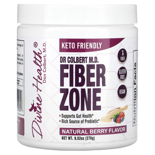 Divine Health, Dr Colbert M.D. Fiber Zone, Natural Berry, 9.52 oz (270 g)