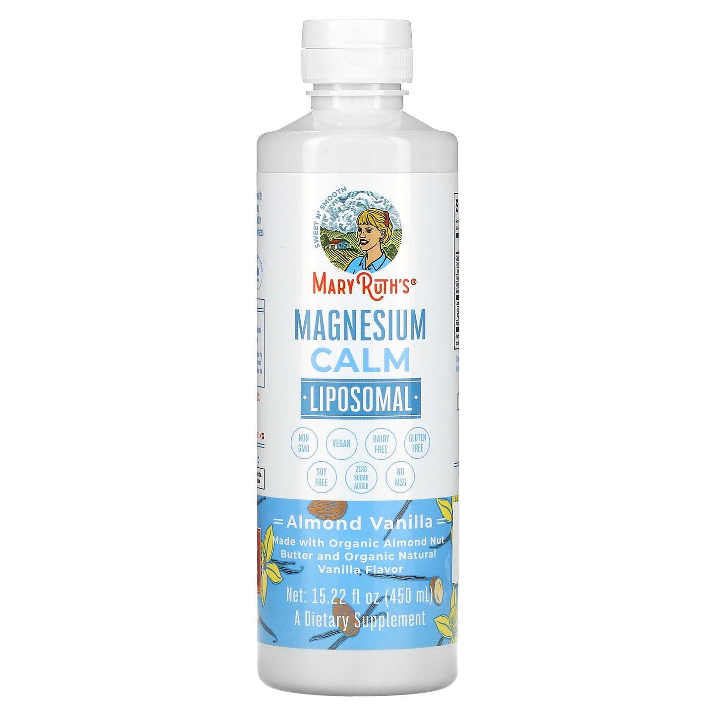 MaryRuth's, Magnesium Calm Liposomal, Almond Vanilla, 15.22 fl oz (450 ml)