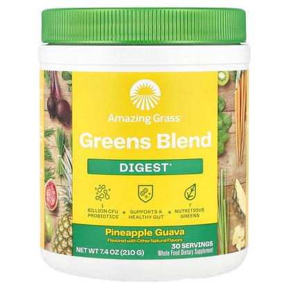 Amazing Grass, Greens Blend, Digest, Pineapple Guava, 7.4 oz (210 g)