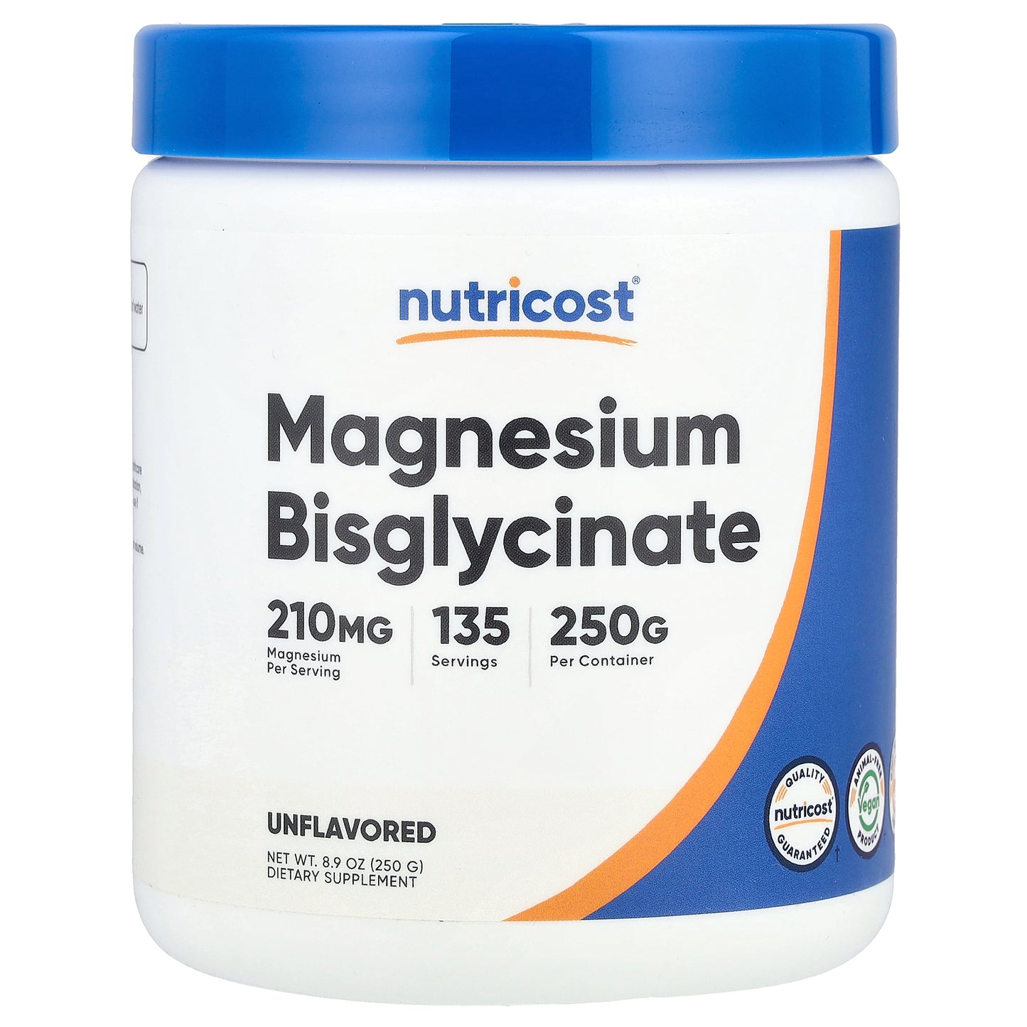 Nutricost, Magnesium Bisglycinate, Unflavored, 8.9 oz (250 g)