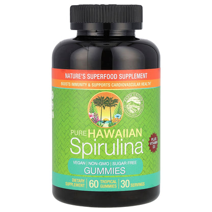 Nutrex Hawaii, Pure Hawaiian Spirulina Plus Vitamin D3 Gummies, 60 Tropical Gummies