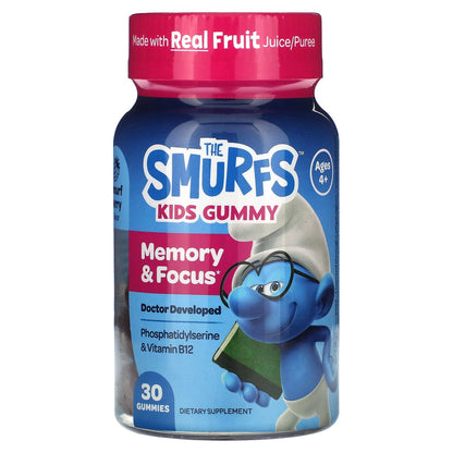 The Smurfs, Kids Gummy, Memory & Focus, Ages 4+, Smurf Berry, 30 Gummies