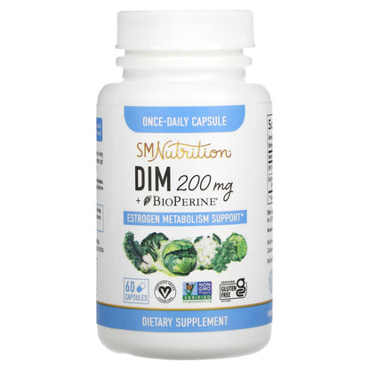 SMNutrition, DIM + BioPerine, 200 mg , 60 Capsules