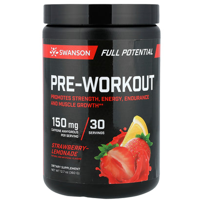Swanson, Full Potential Pre-Workout, Strawberry-Lemonade, 12.7 oz (360 g)