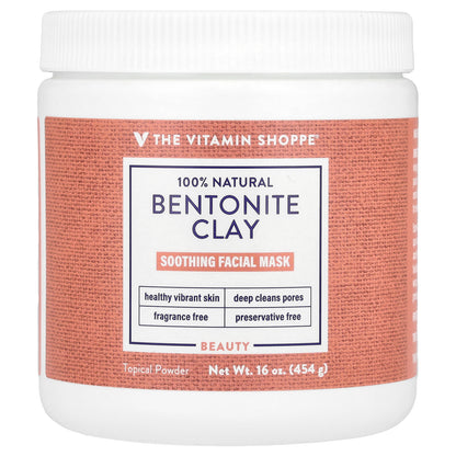 The Vitamin Shoppe, 100% Natural Bentonite Clay Soothing Beauty Facial Mask, Fragrance Free, 16 oz (454 g)