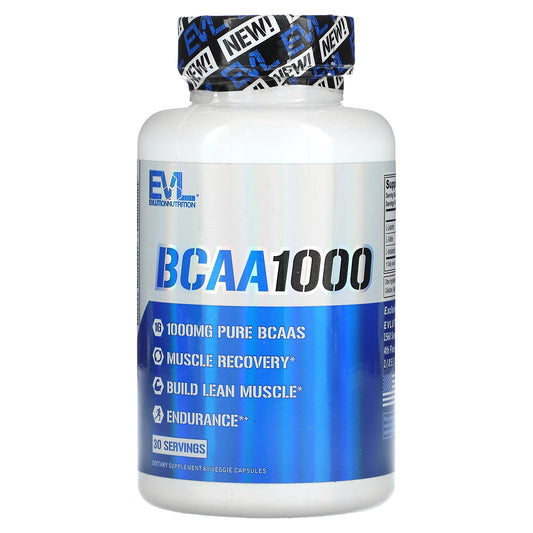 EVLution Nutrition, BCAA1000, 60 Veggie Capsules