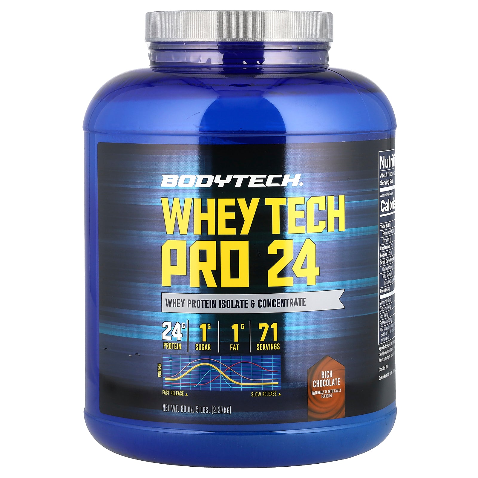 BodyTech, Whey Tech Pro 24, Rich Chocolate, 5 lbs (2.27 kg)