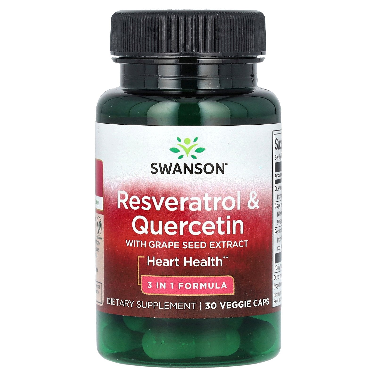 Swanson, Resveratrol & Quercetin with Grape Seed Extract, 30 Veggie Caps