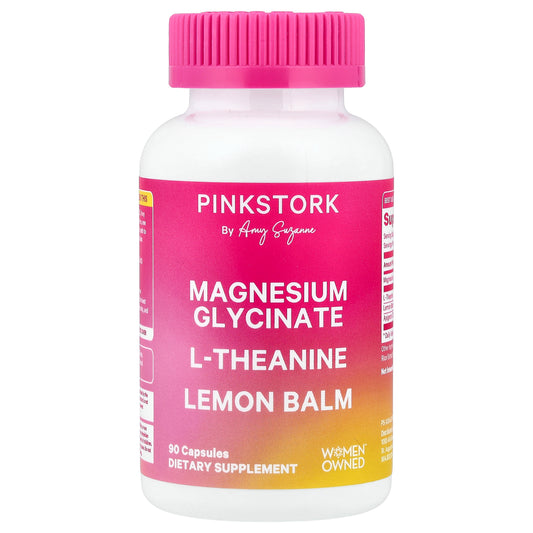 Pink Stork, Magnesium Glycinate, L-Theanine, Lemon Balm, 90 Capsules