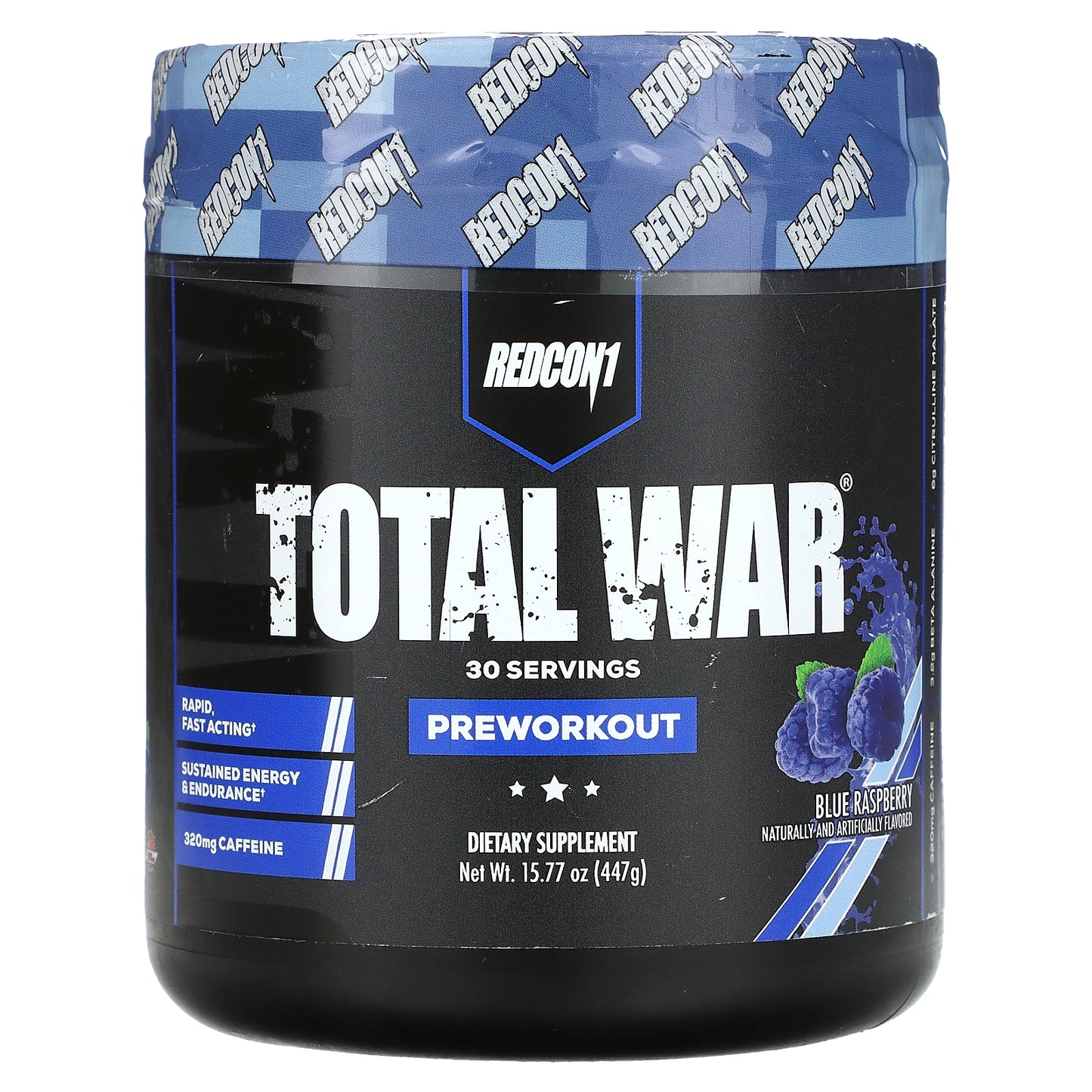 Redcon1, Total War®, Pre-Workout, Blue Raspberry, 15.77 oz (447 g)